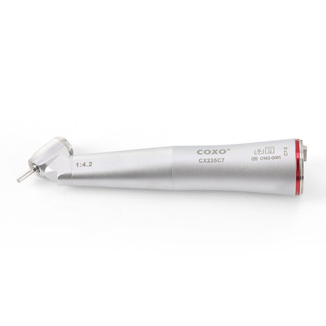 COXO CX235C7 45¡ Speed-increasing Electric Handpiece, 1:4.2 Contra Angle, W/Fiber Optic, Inner Channel, Appr.168,000rpm, Push Button, for FG burs ¯1.6mm. #C7-3