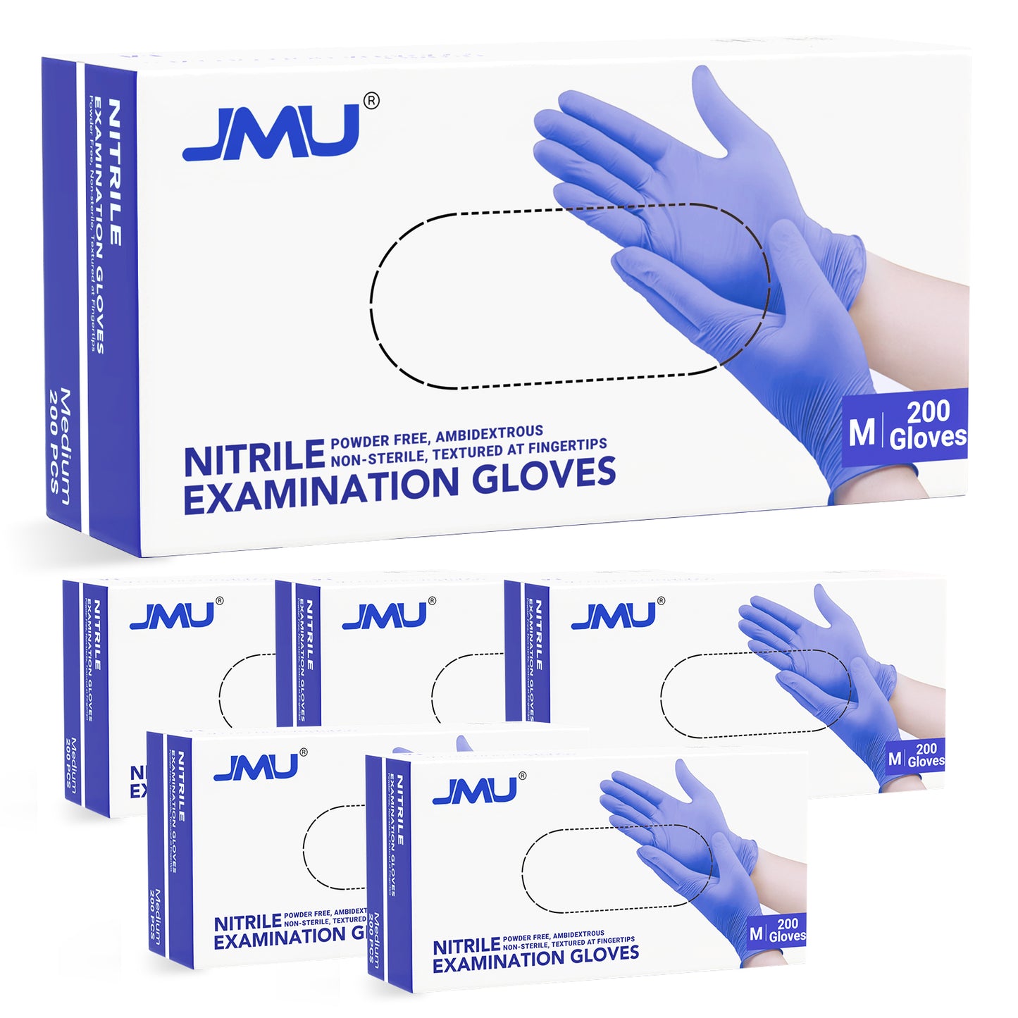 JMU Disposable Nitrile Examination Gloves, Violet Blue, 200Pcs/Box