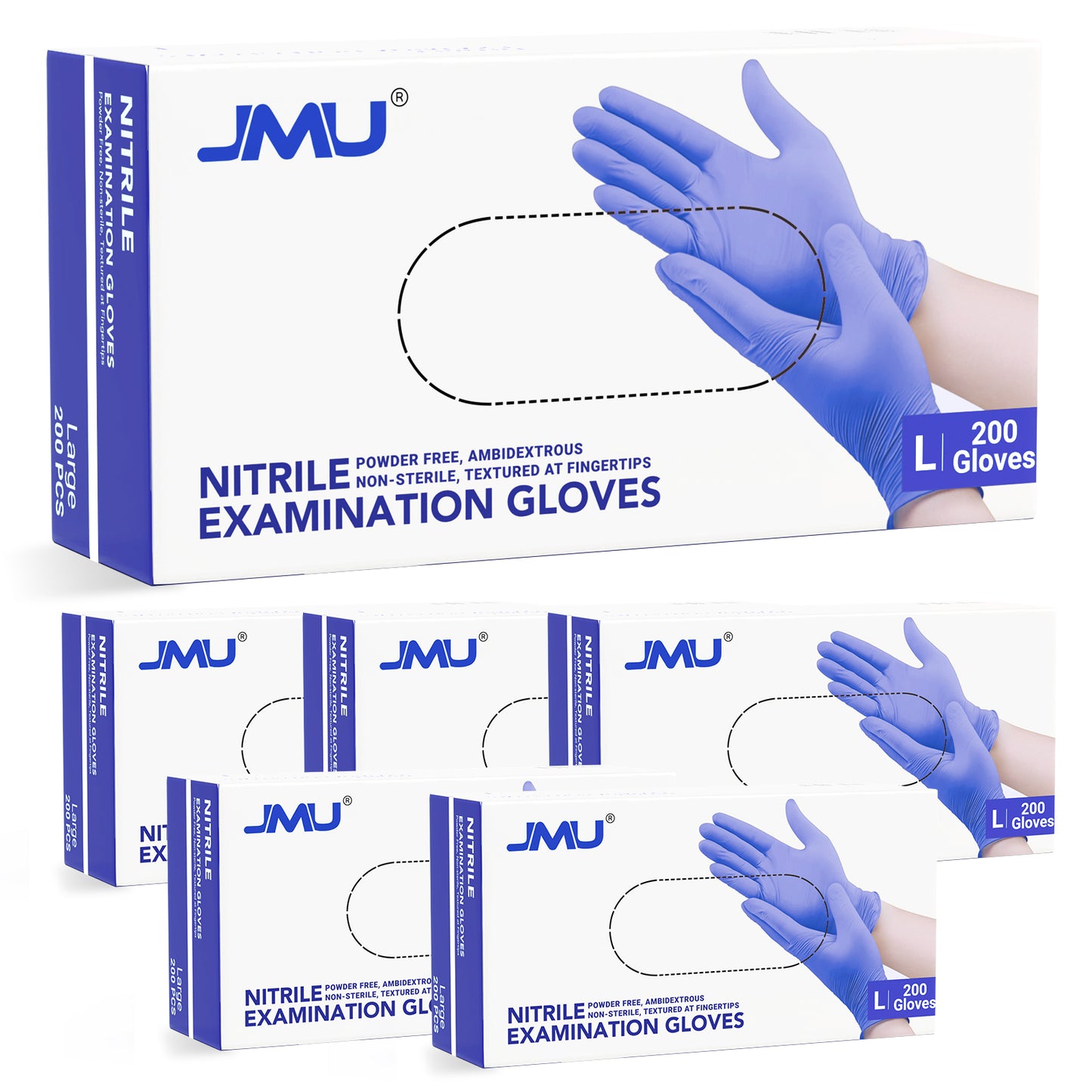 JMU Disposable Nitrile Examination Gloves, Violet Blue, 200Pcs/Box