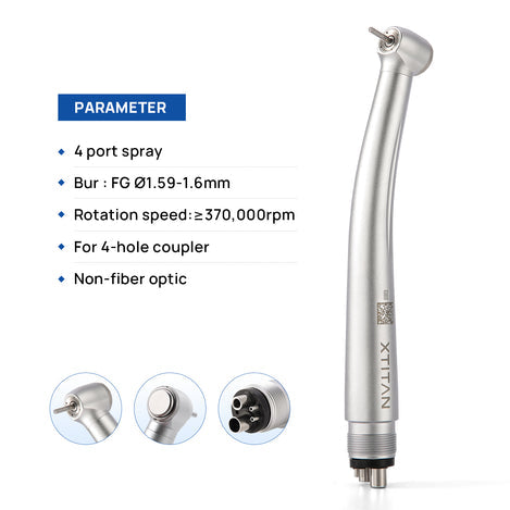 COXO CX207-G 45 Fiber-optic High-speed Air Turbine Handpiece, 300,000rpm, Standard Head, 3-port spray, (no coupling, fit into KaVo or COXO 229-GK 6-hole coupler), #H06-KD1SPQ