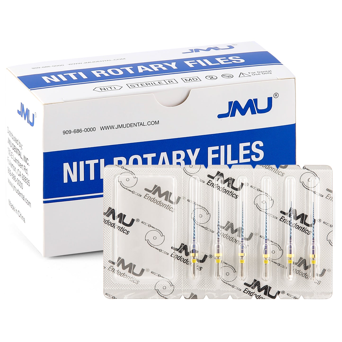 JMU NITI ROTARY FILES, VT-B UPG FILES, Sterilized Packing, 6pcs/Pk, #PRO-FLEXI FILES (BLUE)