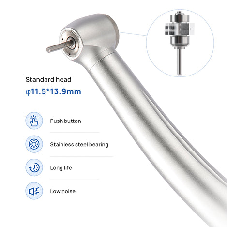 COXO CX207-G 45 Fiber-optic High-speed Air Turbine Handpiece, 300,000rpm, Standard Head, 3-port spray, (no coupling, fit into KaVo or COXO 229-GK 6-hole coupler), #H06-KD1SPQ