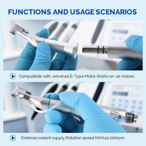 COXO CX235-1F Low-speed Handpiece, 1:1 External, Contra Angle, Max.40,000rpm, Wrench Switch, for CA burs ¯2.35mm. #C-1F