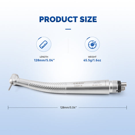 COXO CX207-B Mini Head High-speed Air Turbine Handpiece, 390,000~485,000rpm, 1-port spray, 4-hole coupler. # H03-MP4