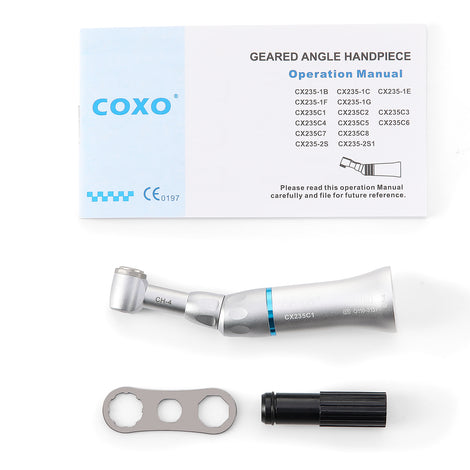 COXO CX235C1 Low-speed Handpiece, 1:1 External, Contra Angle, Max.40,000rpm, Push Button, for CA burs ¯2.35mm. #C1-4