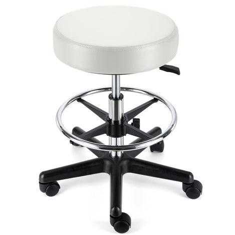 JMU Dental Round Rolling Stool with Adjustable Height & Footrest