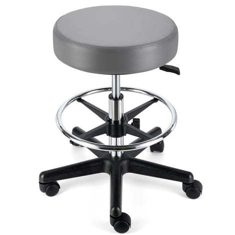 JMU Dental Round Rolling Stool with Adjustable Height & Footrest