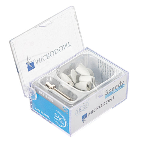 Microdont Dental Rubber Polishing Bur Kit- Speedygloss (White Stone) 18Pcs