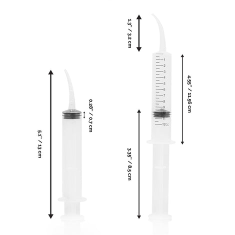 JMU Dental Irrigation Syringes Curved Tips with Measurement 12ml 10/Pack