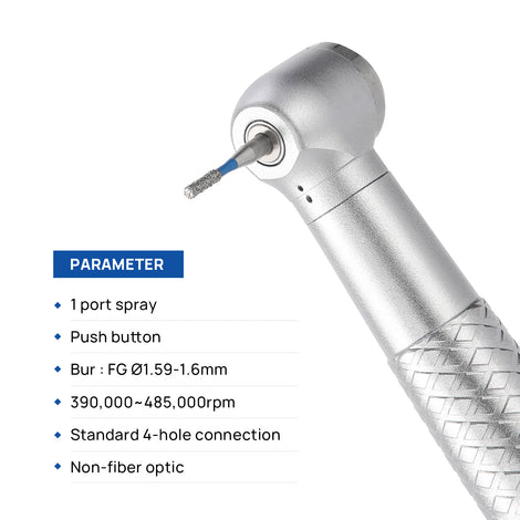 COXO CX207-B Mini Head High-speed Air Turbine Handpiece, 390,000~485,000rpm, 1-port spray, 4-hole coupler. # H03-MP4