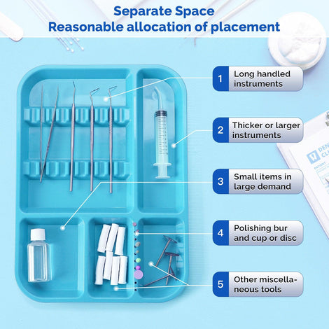 JMU Dental Instrument Tray Autoclavable Plastic Divided Trays 13-3/8" x 9-5/8" x 7/8"