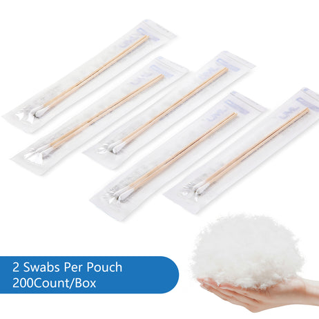 JMU Disposable Sterile 6" Cotton Swab Tipped Applicator 200pcs/Box