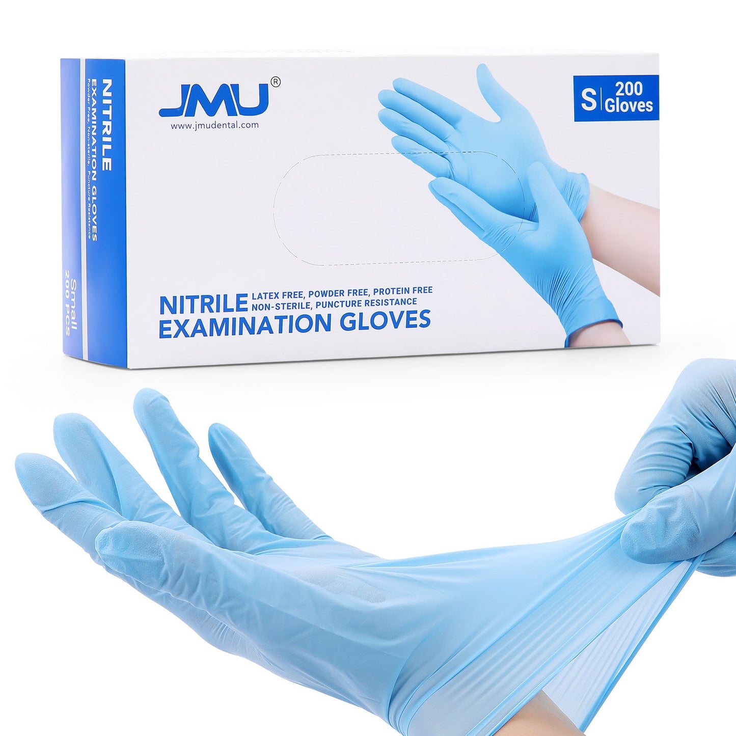 JMU Nitrile Exam Gloves Blue Powder Free 4 Mil 200PCS