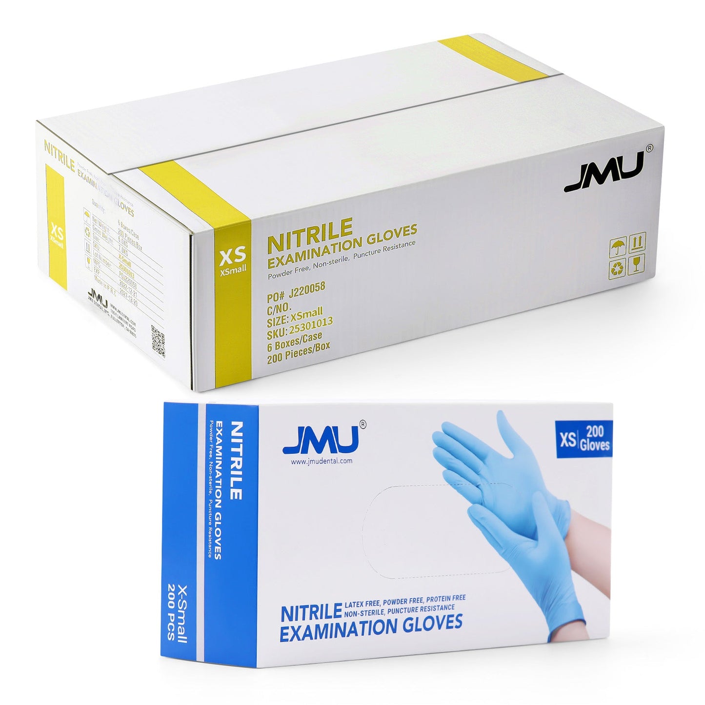 JMU Nitrile Exam Gloves Blue Powder Free 4 Mil 200PCS