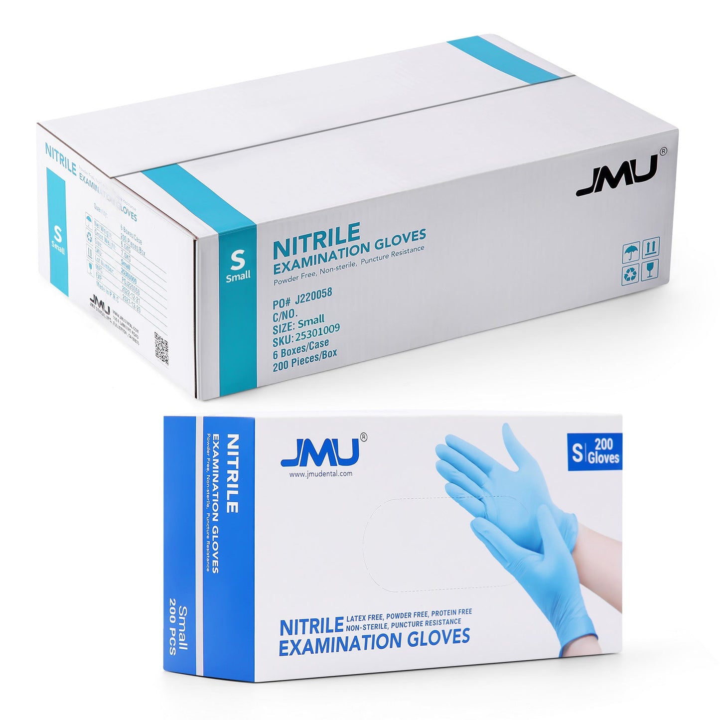 JMU Nitrile Exam Gloves Blue Powder Free 4 Mil 200PCS