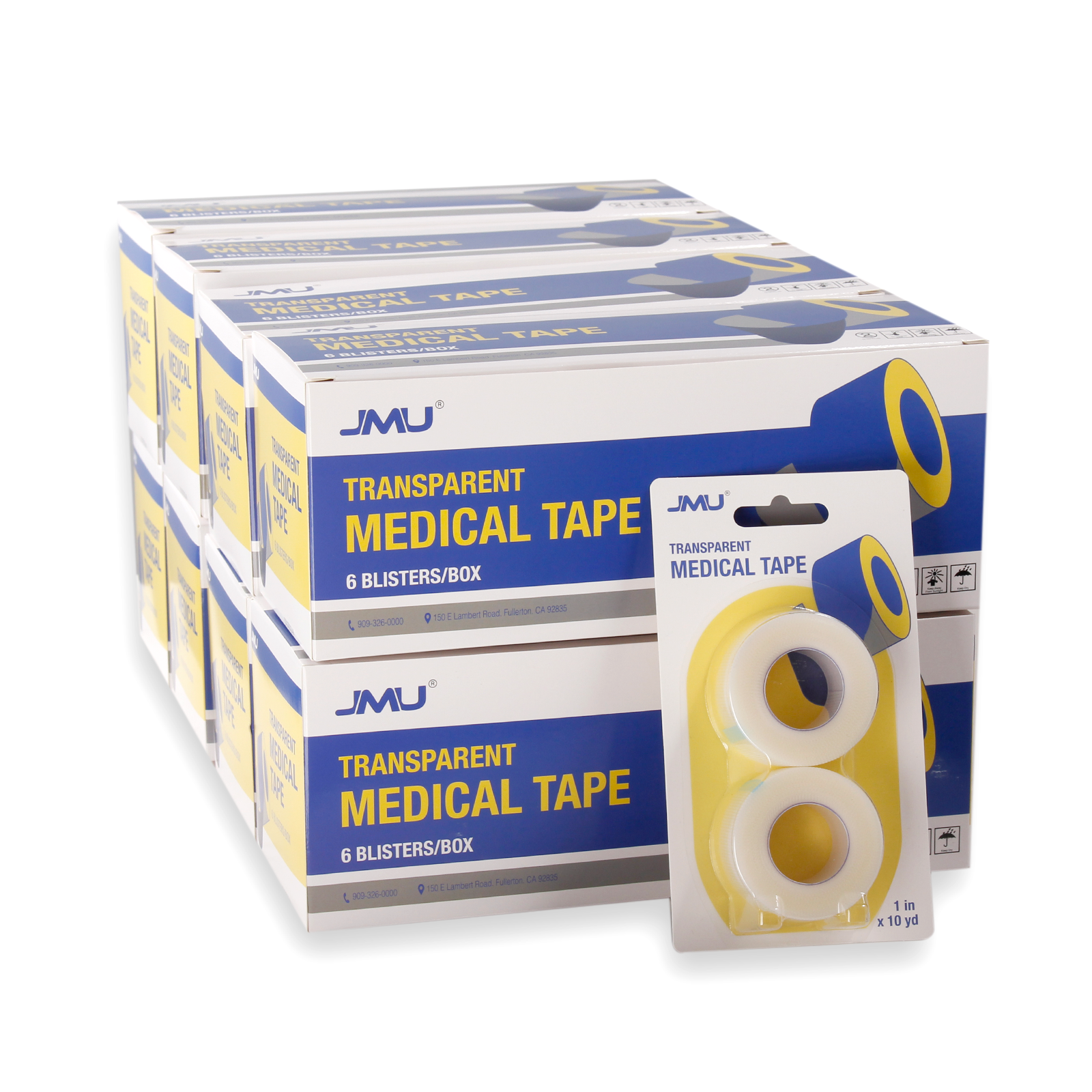 JMU Transparent Medical Tape 1"x10 Yards 12 Rolls/Box