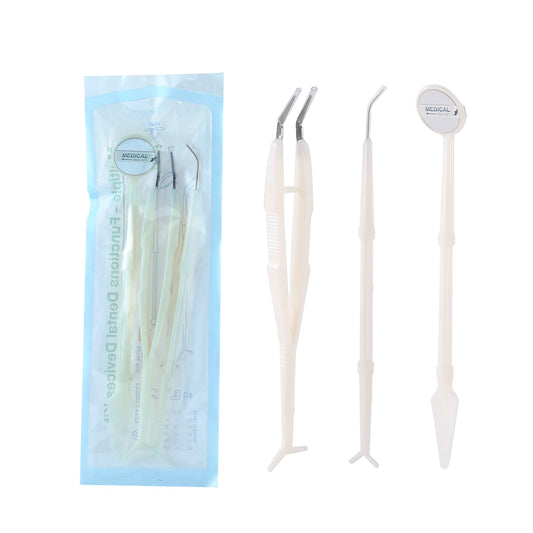 JMU Disposable Dental Examination Instrument Kit Dental Mirror Tweezers Probe 20Sets/Bag