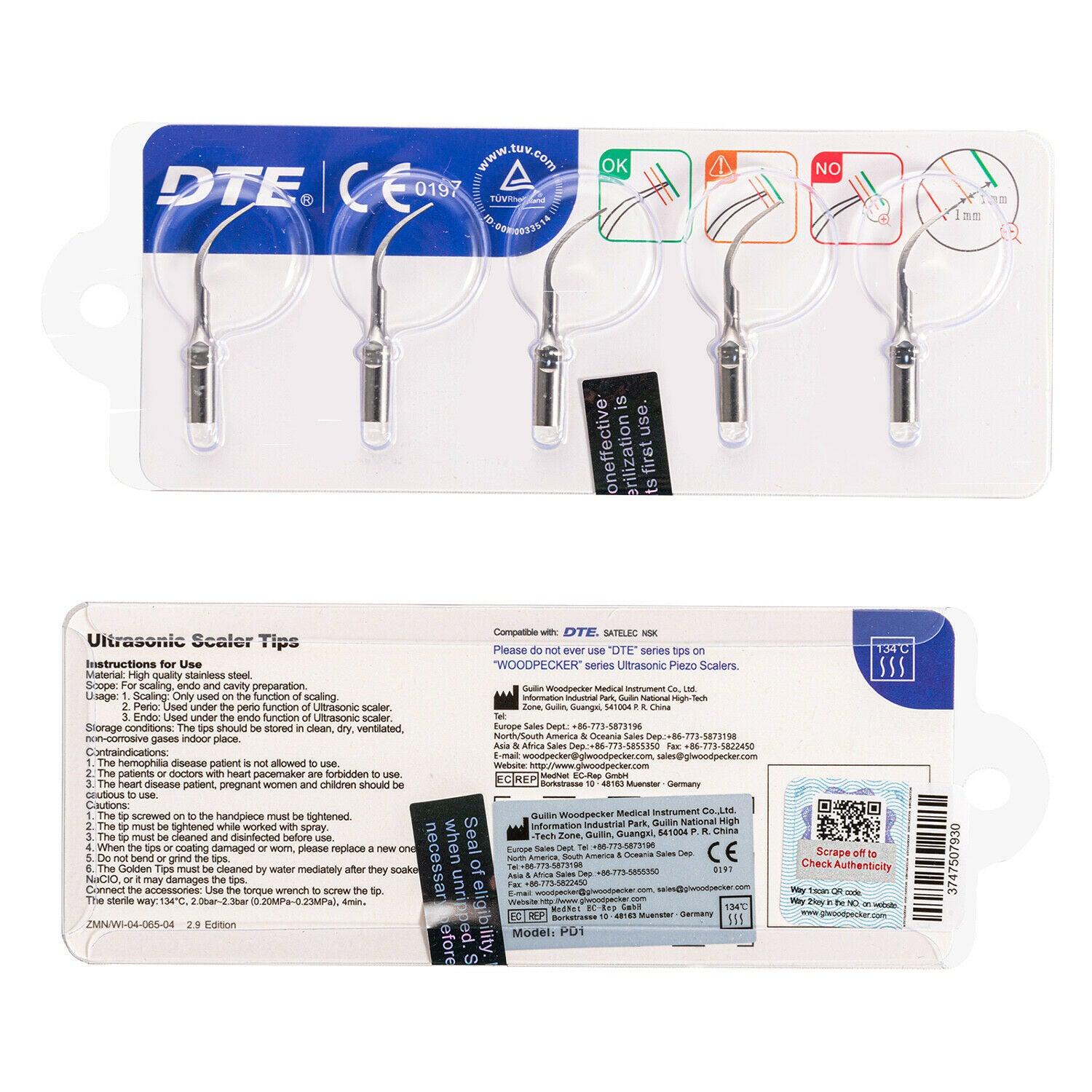 Woodpecker Dental Ultrasonic Scaler Accessories P1&PD1 Tips (5Pcs/Set) - JMU DENTAL INC