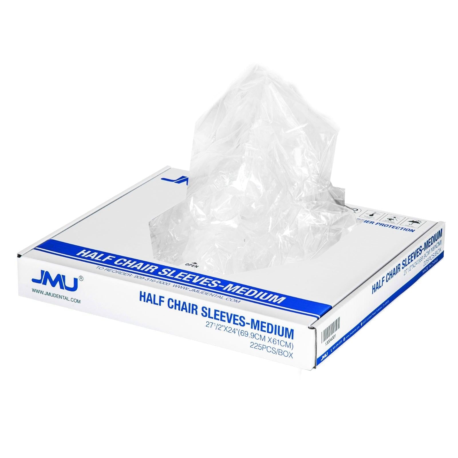 JMU Dental Disposable Half Chair Covers Clear Plastic Sleeve Protector Medium 27.5"x24" 225/Box