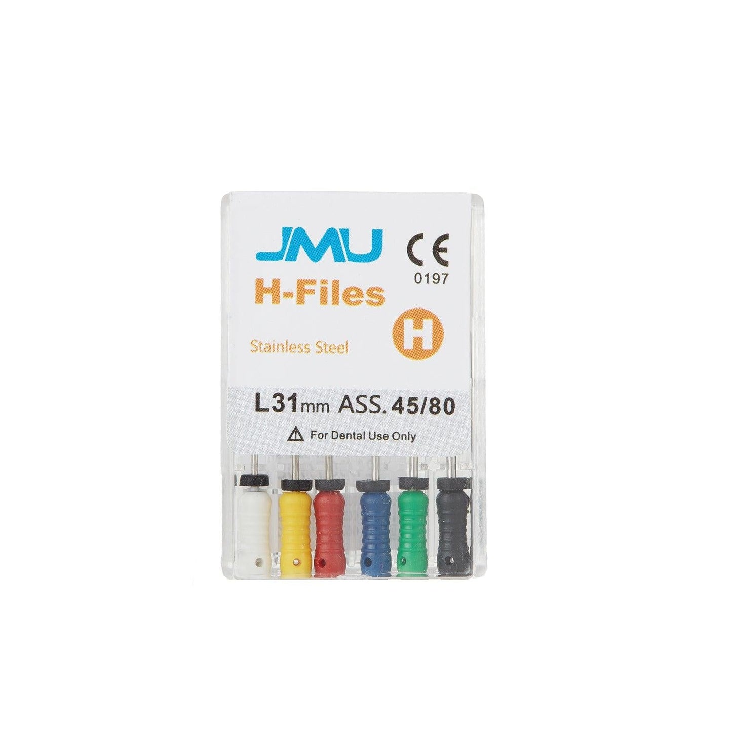 JMU Endo H-Files SS Hand Use 21-31mm 45#-80# 6Pcs - JMU DENTAL INC