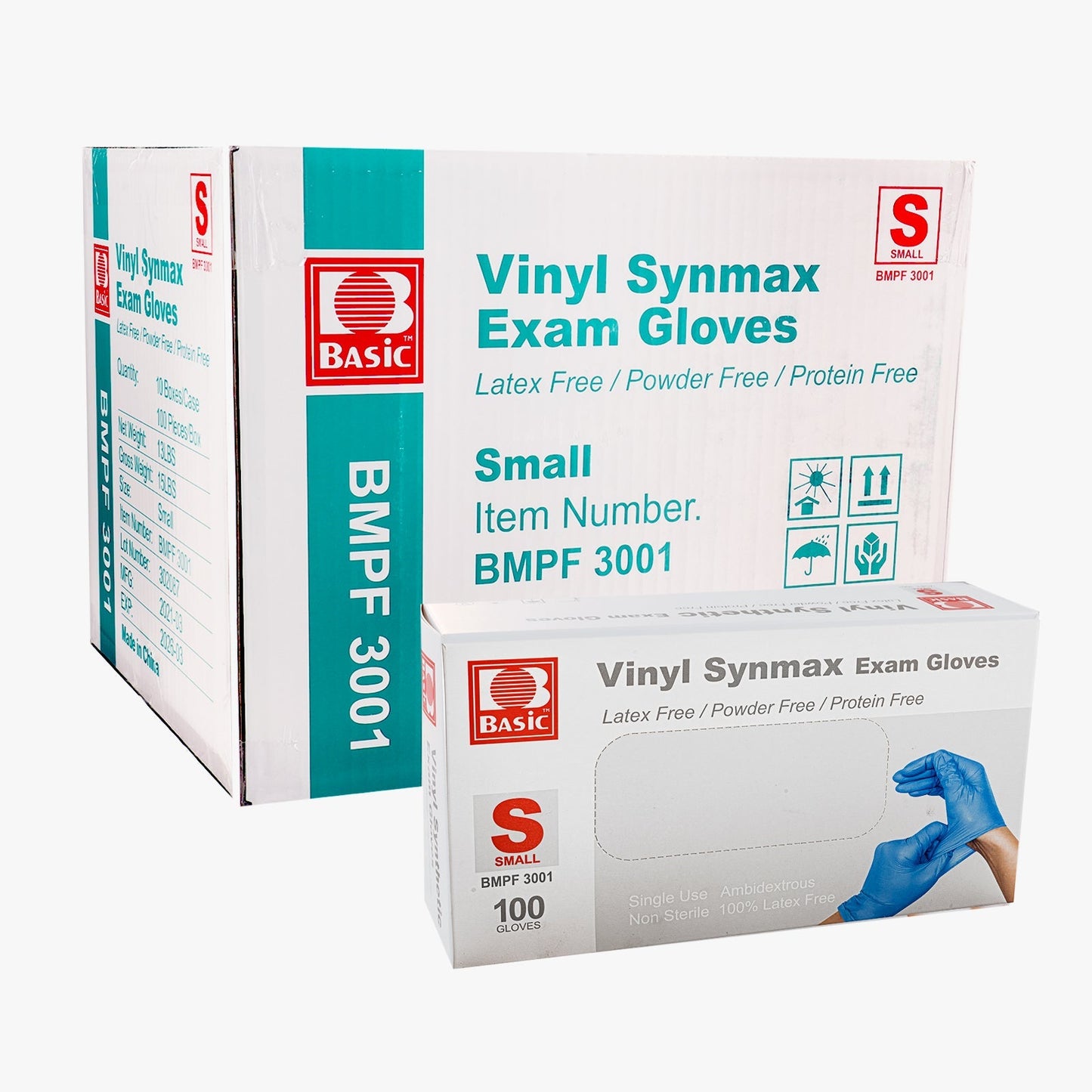 BASIC Disposable Vinyl Synmax Exam Gloves Blue S/M/L/XL 1000/Case - JMU DENTAL INC