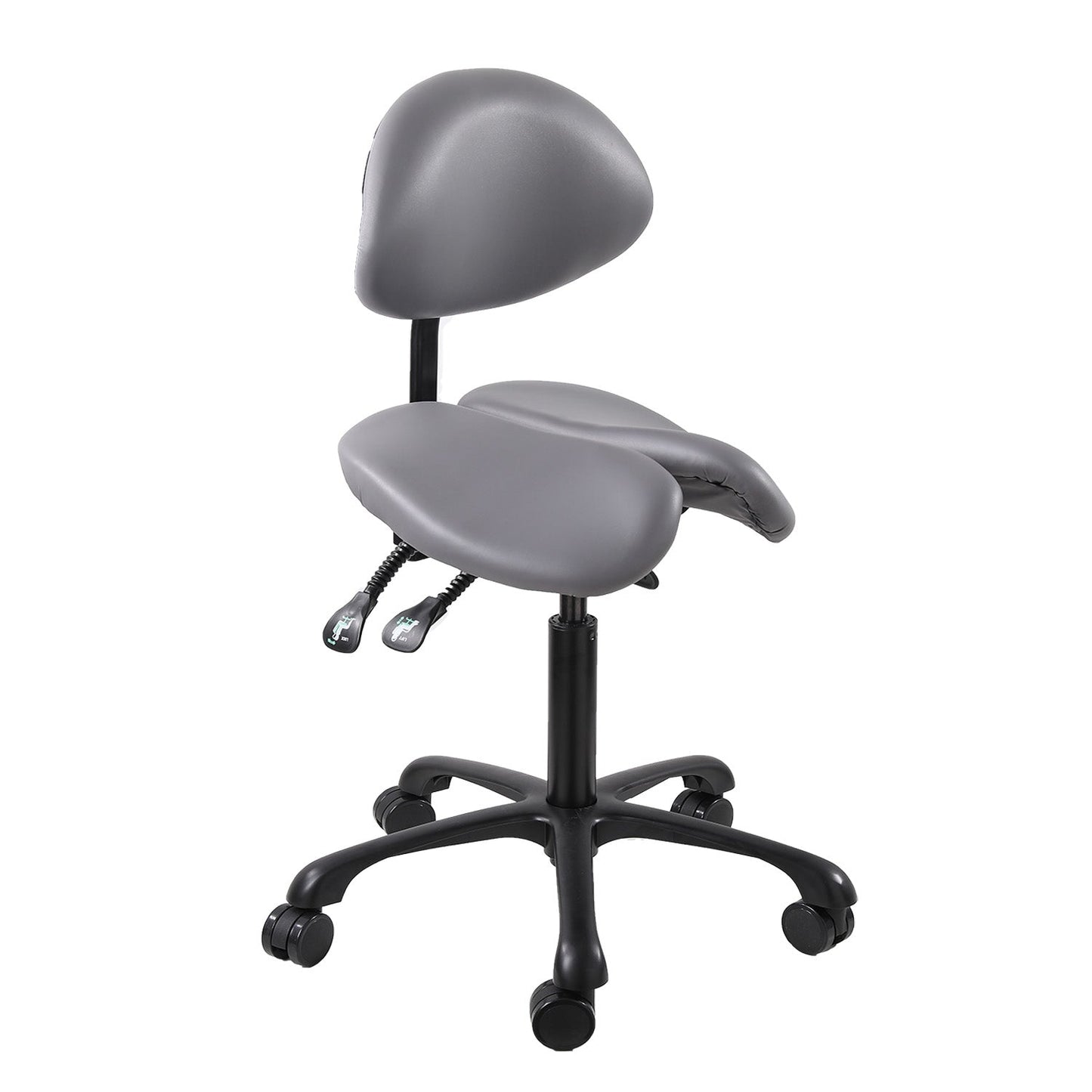 JMU Dental Ergonomic Saddle Stool Split Seat Adjustable Backrest&Height - JMU DENTAL INC