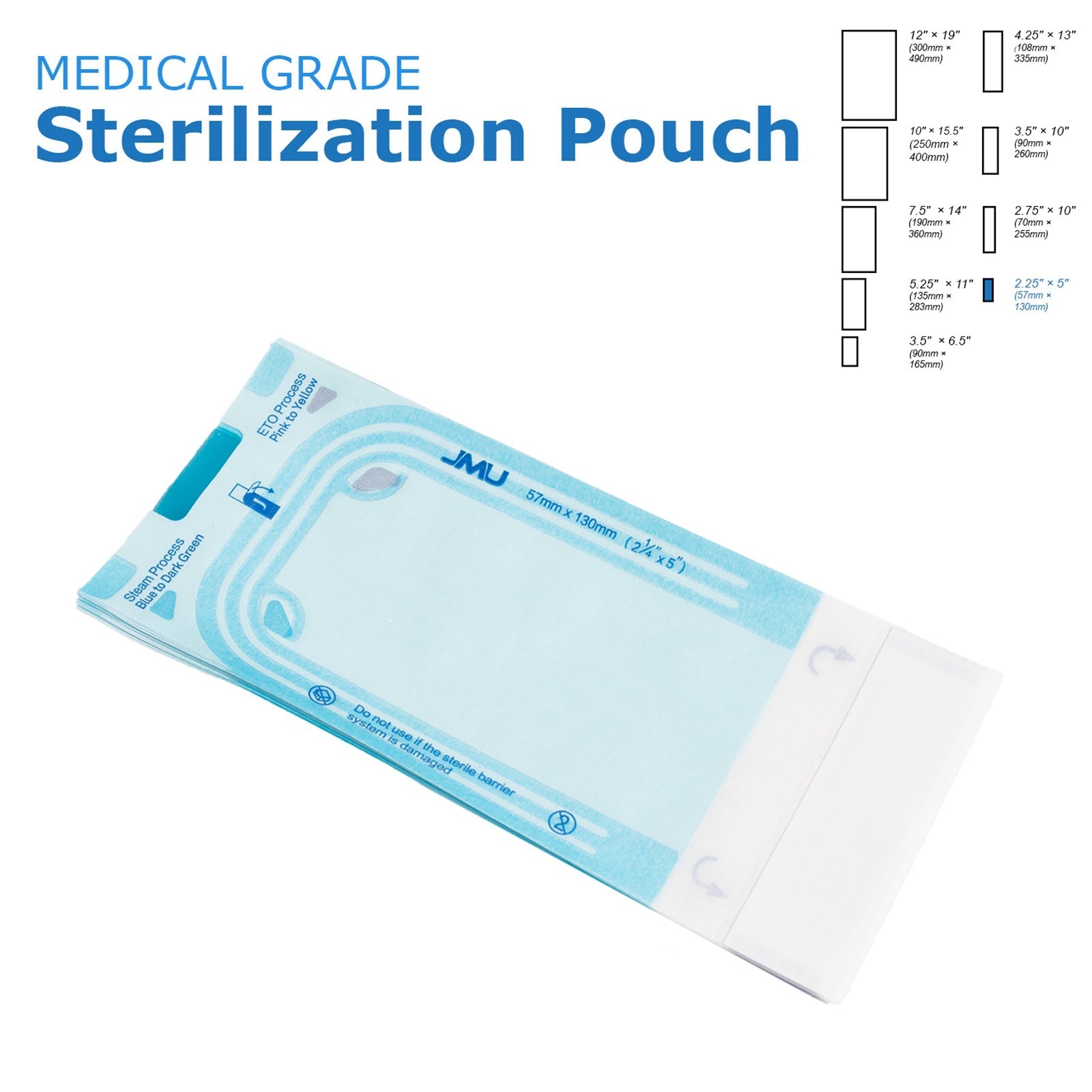 JMU Dental Self-Sealing Sterilization Pouches 2.25"x5" 200/Box