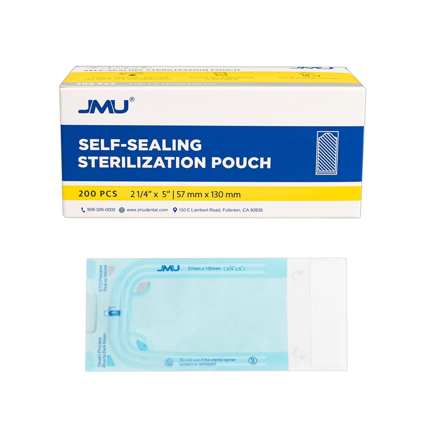 JMU Dental Self-Sealing Sterilization Pouches 2.25"x5" 200/Box