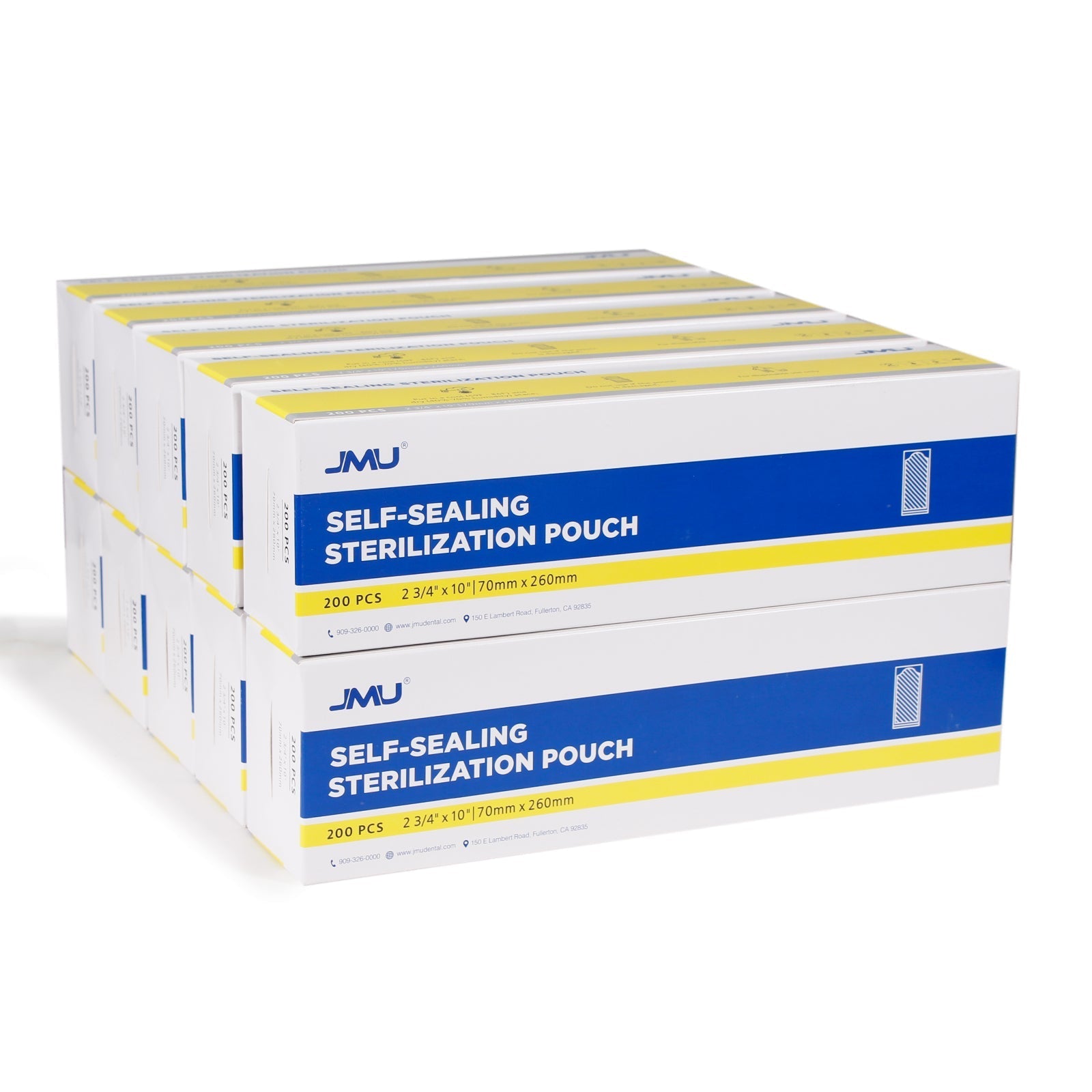 JMU Dental Self-Sealing Sterilization Pouches 2.75"x10" 200/Box