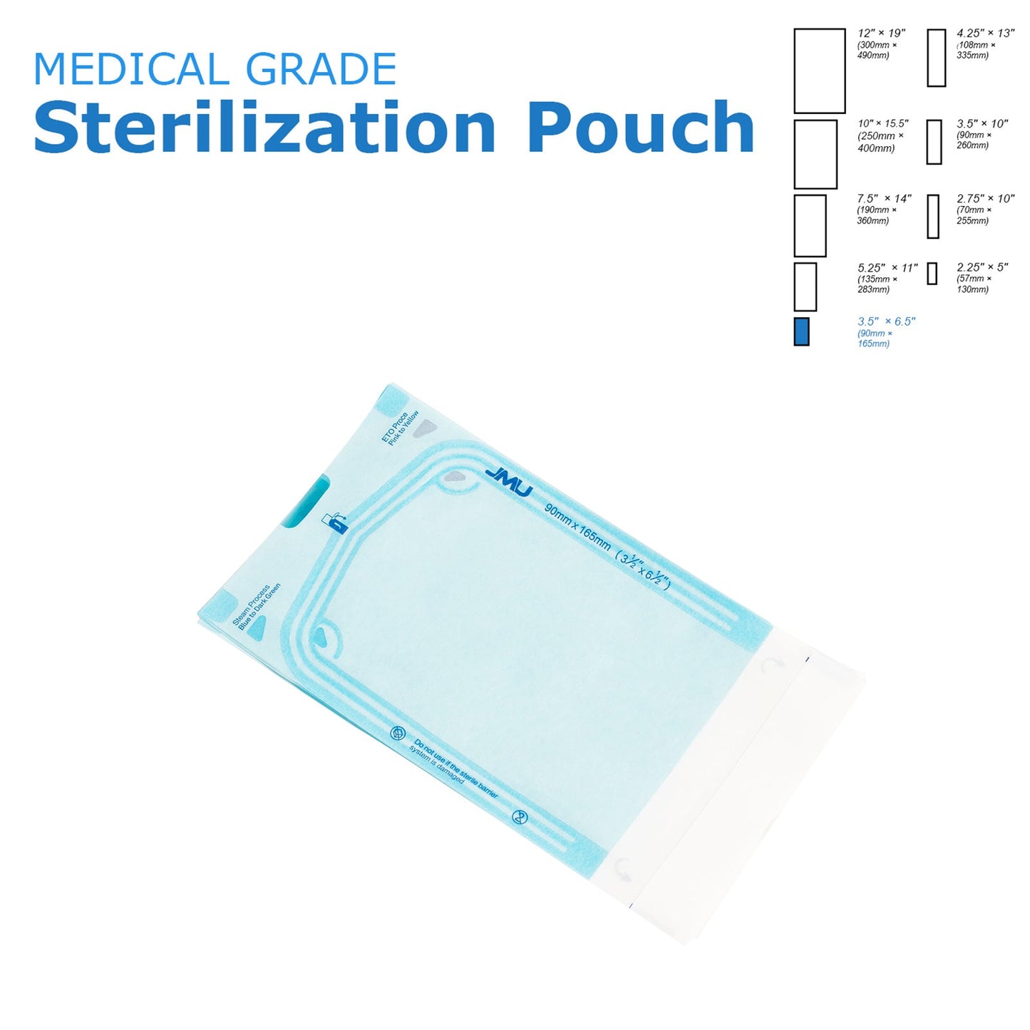 JMU Dental Self-Sealing Sterilization Pouches 3.5"x10" 200/Box