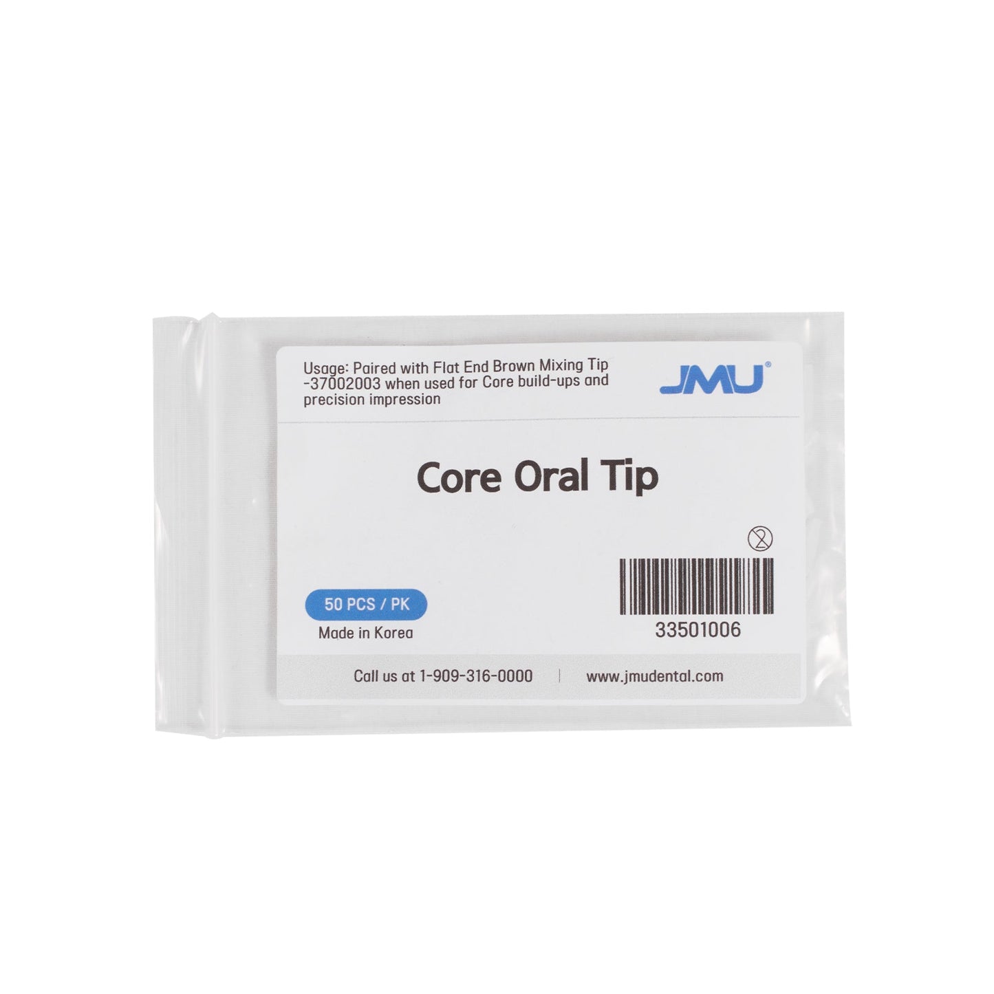 JMU Dental Core Mixing Tips Core Oral Tips Flat End 1:1 Ratio 50/Pk