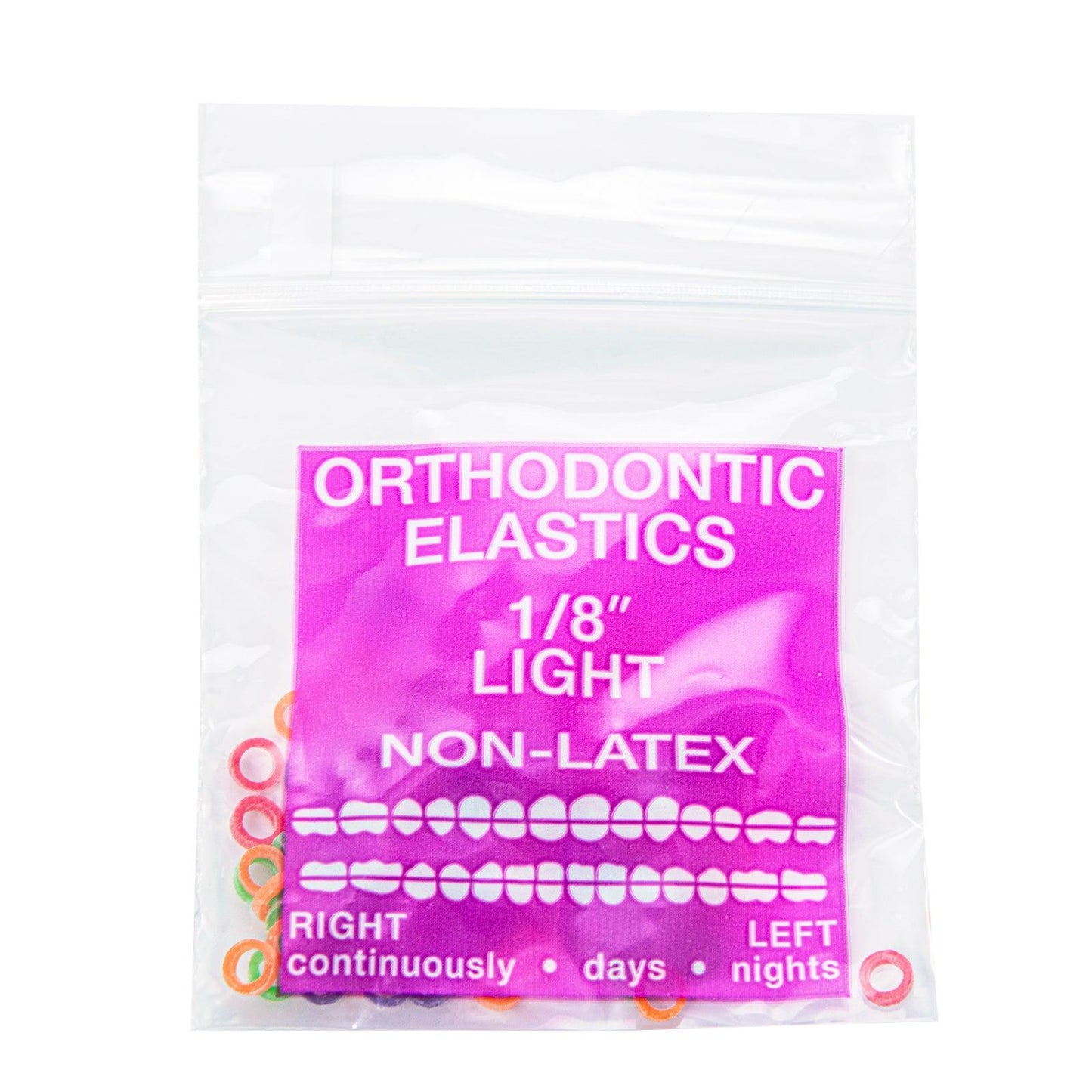 JMU Dental Orthodontic Intra Oral Elastic Neon 100/Bag - JMU DENTAL INC