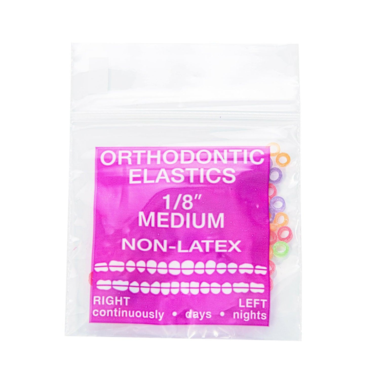 JMU Dental Orthodontic Intra Oral Elastic Neon 100/Bag - JMU DENTAL INC