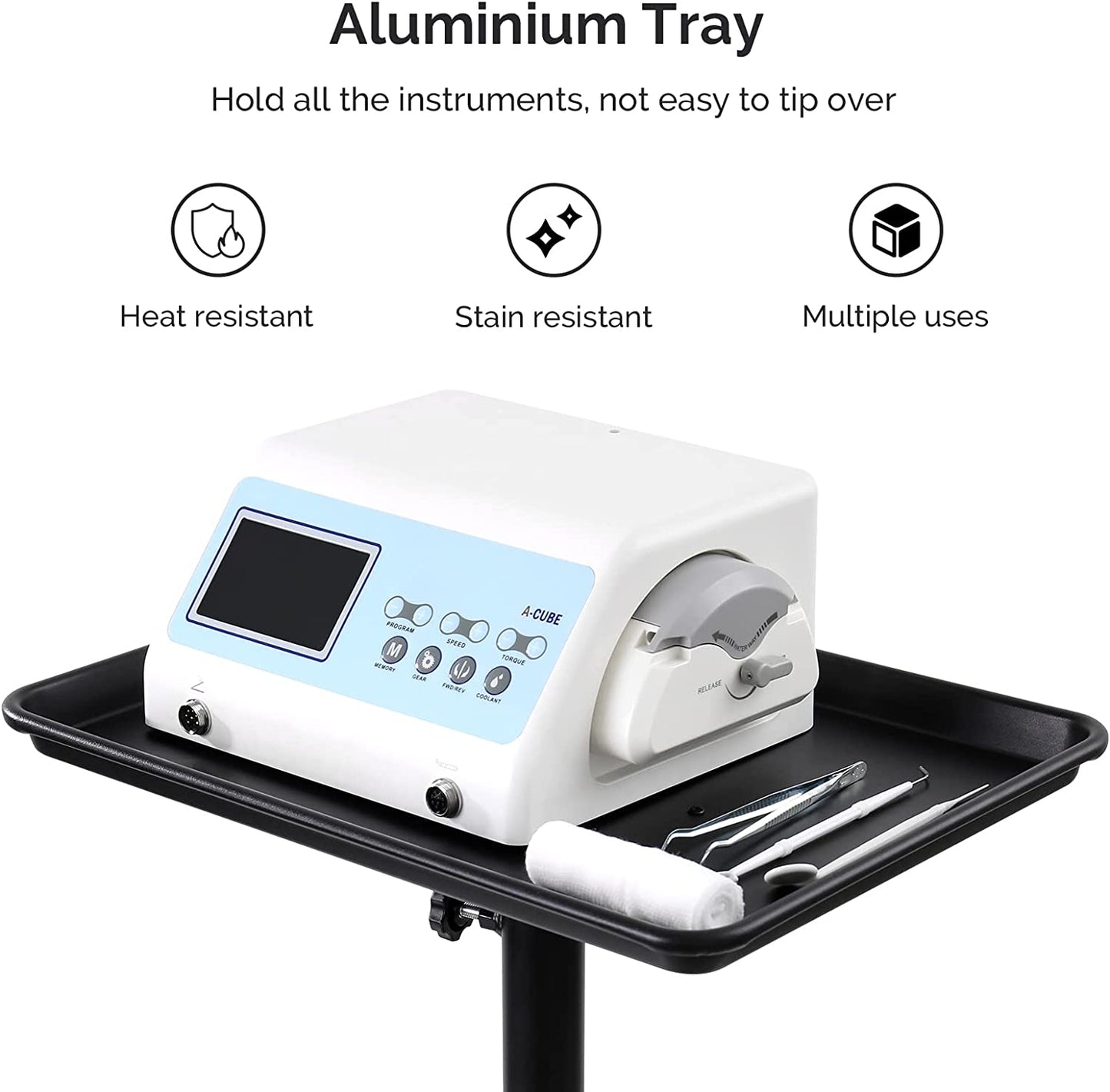 JMU Rolling Tray Cart Height Adjustable with Wheels - JMU DENTAL INC