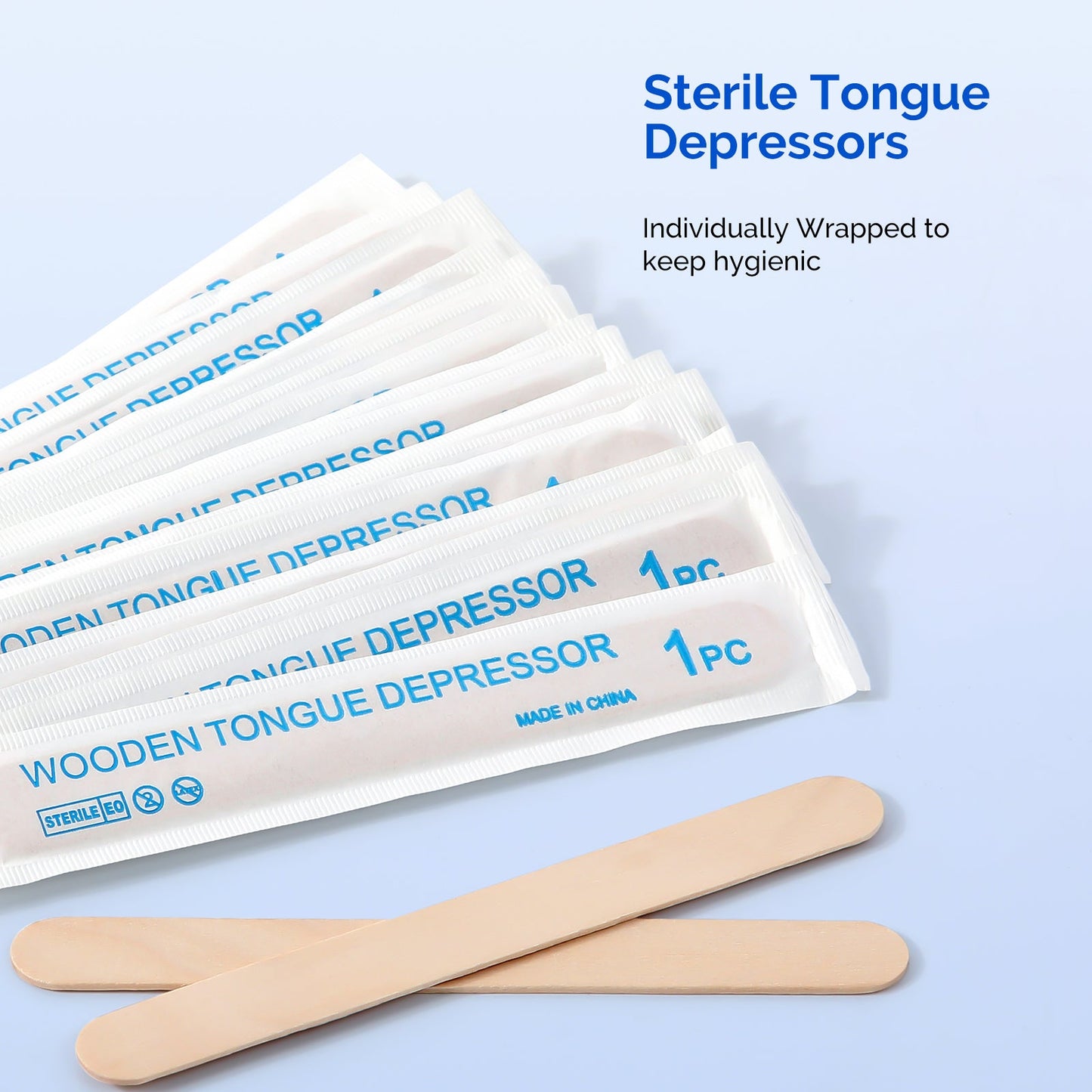 JMU Disposable Wooden Tongue Depressors Sterile 6 Inch 100/Box