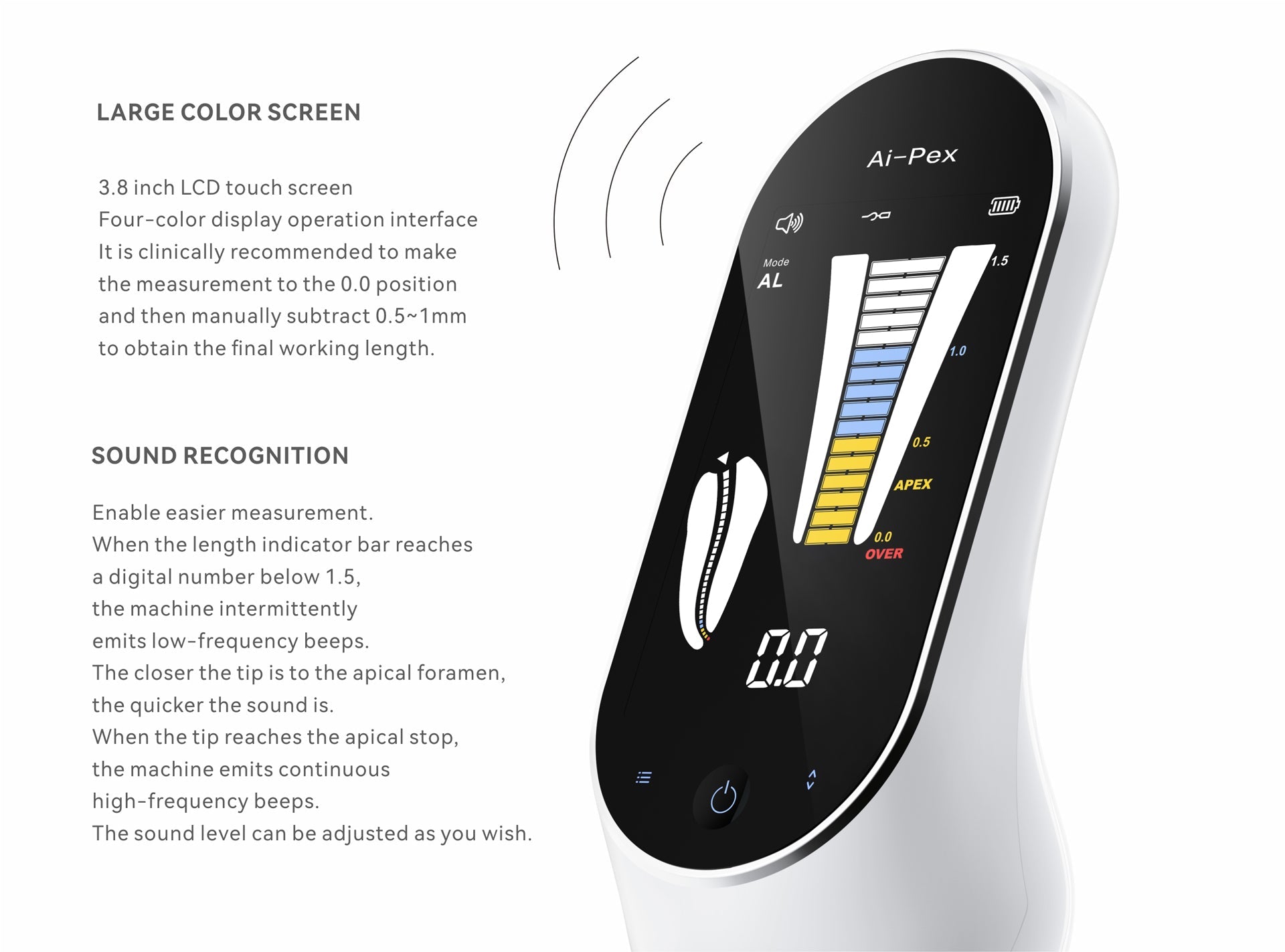 Woodpecker Ai-Pex Apex Locator with Pulp-Testing Connectable Endo Motor - JMU DENTAL INC