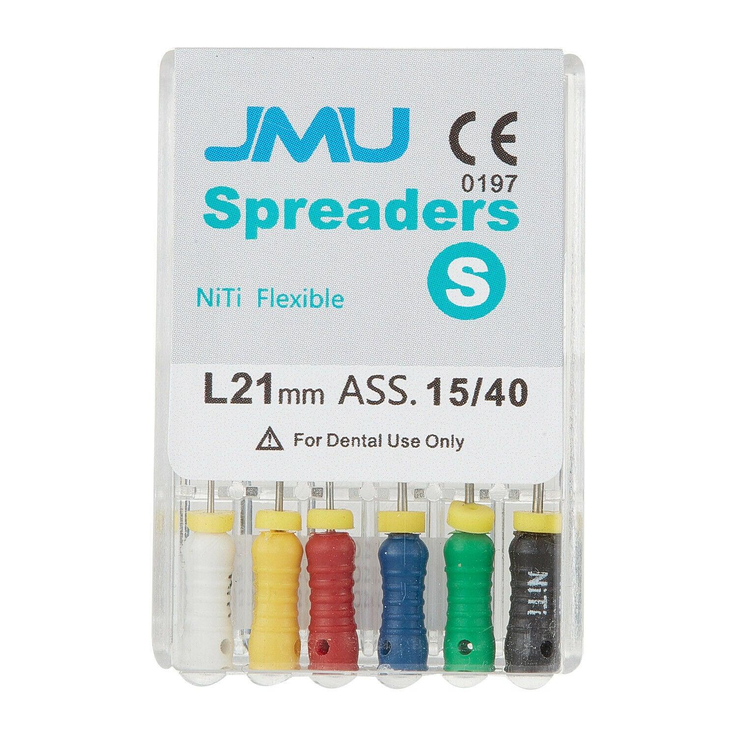 JMU NiTi Hand Use Spreaders Files 21/25mm 15-40# 6Pcs - JMU DENTAL INC