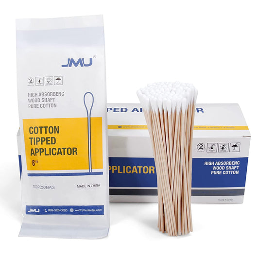 JMU Disposable Cotton Swab Tipped Applicator 6" 500/Box - JMU DENTAL INC