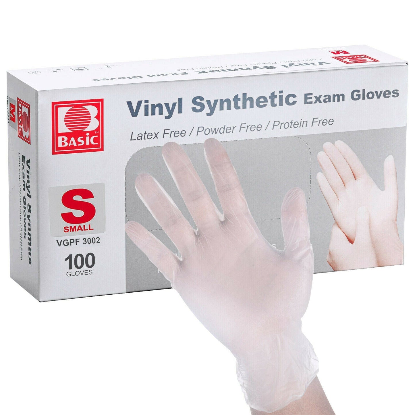 BASIC Disposable Vinyl Synthetic Exam Gloves Clear S/M/L/XL 1000/Case - JMU DENTAL INC