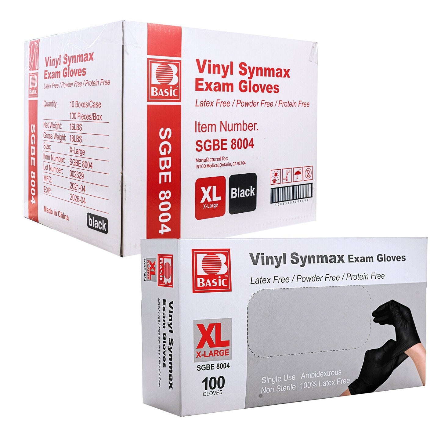 BASIC Disposable Vinyl Synmax Exam Gloves Black M/L/XL 1000/Case - JMU DENTAL INC