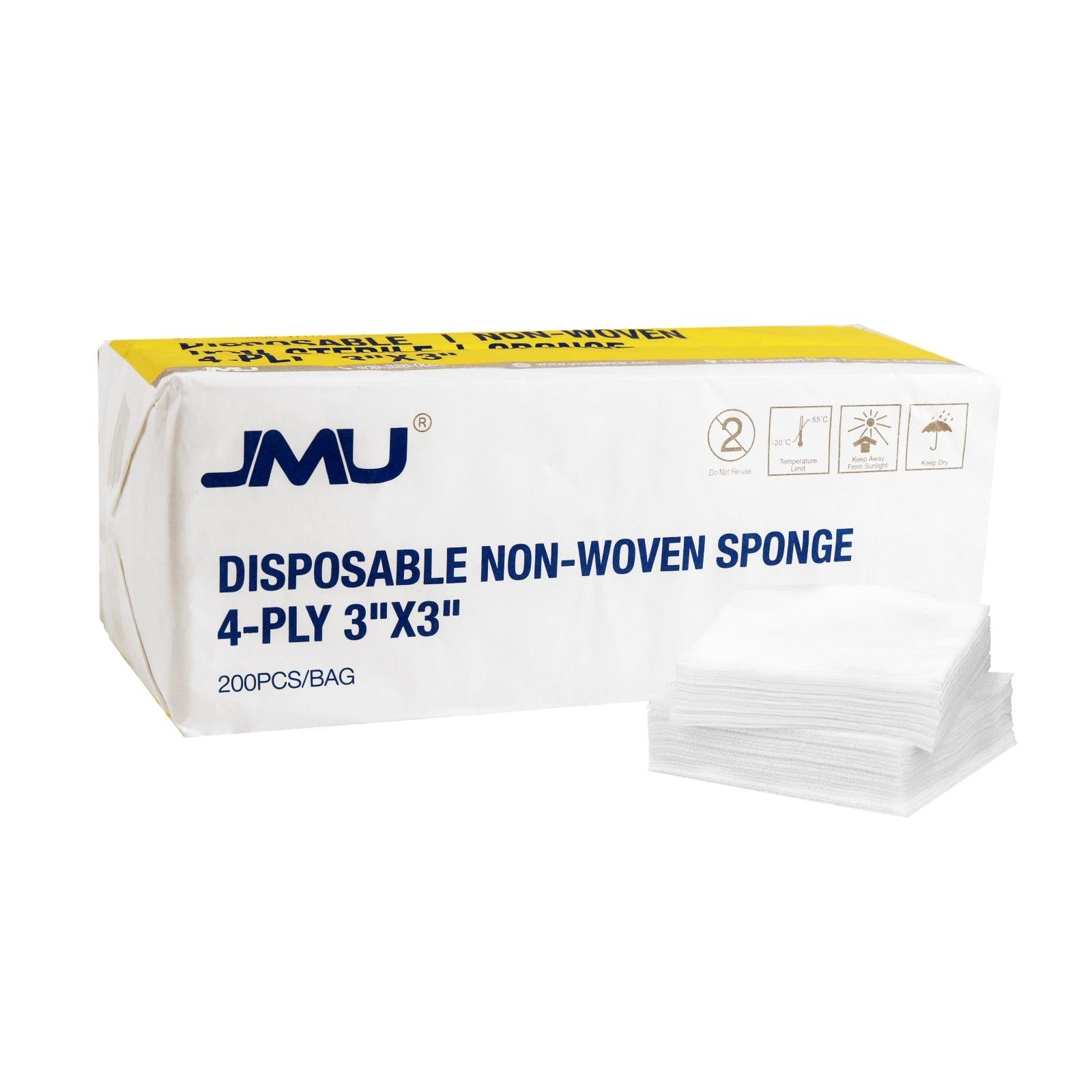 JMU Gauze Pads Non-Woven Sponge 4-Ply Non-sterile 200/Bag - JMU DENTAL INC