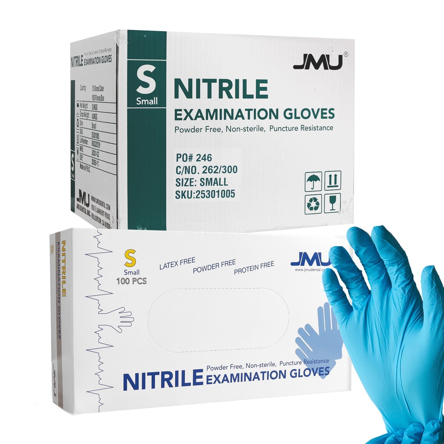 JMU Disposable Medical Nitrile Exam Gloves 4 Mil Blue S/M/L/XL 1000/Case- JMU DENTAL INC