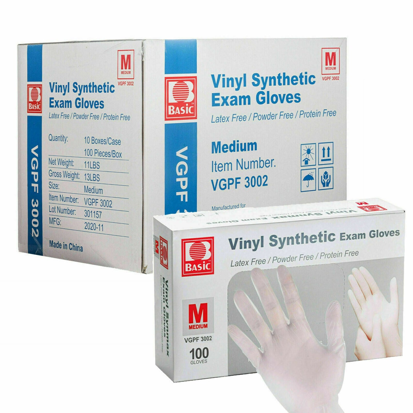 BASIC Vinyl Synthetic Exam Gloves Clear Powder Free 1000/Case